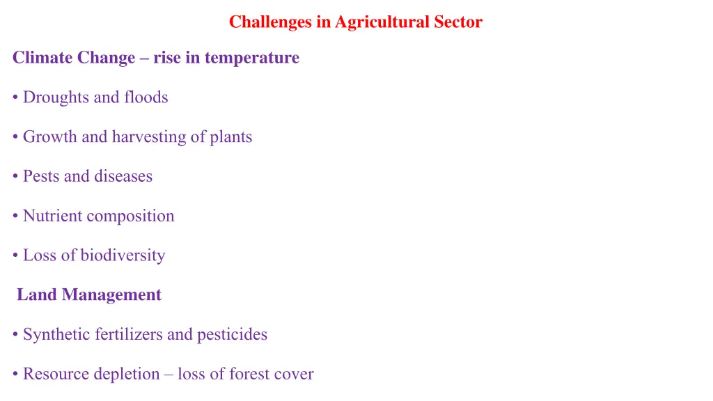 challenges in agricultural sector