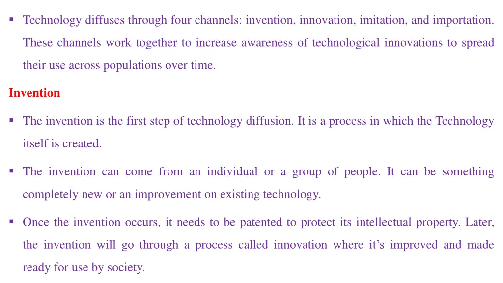 technology diffuses through four channels