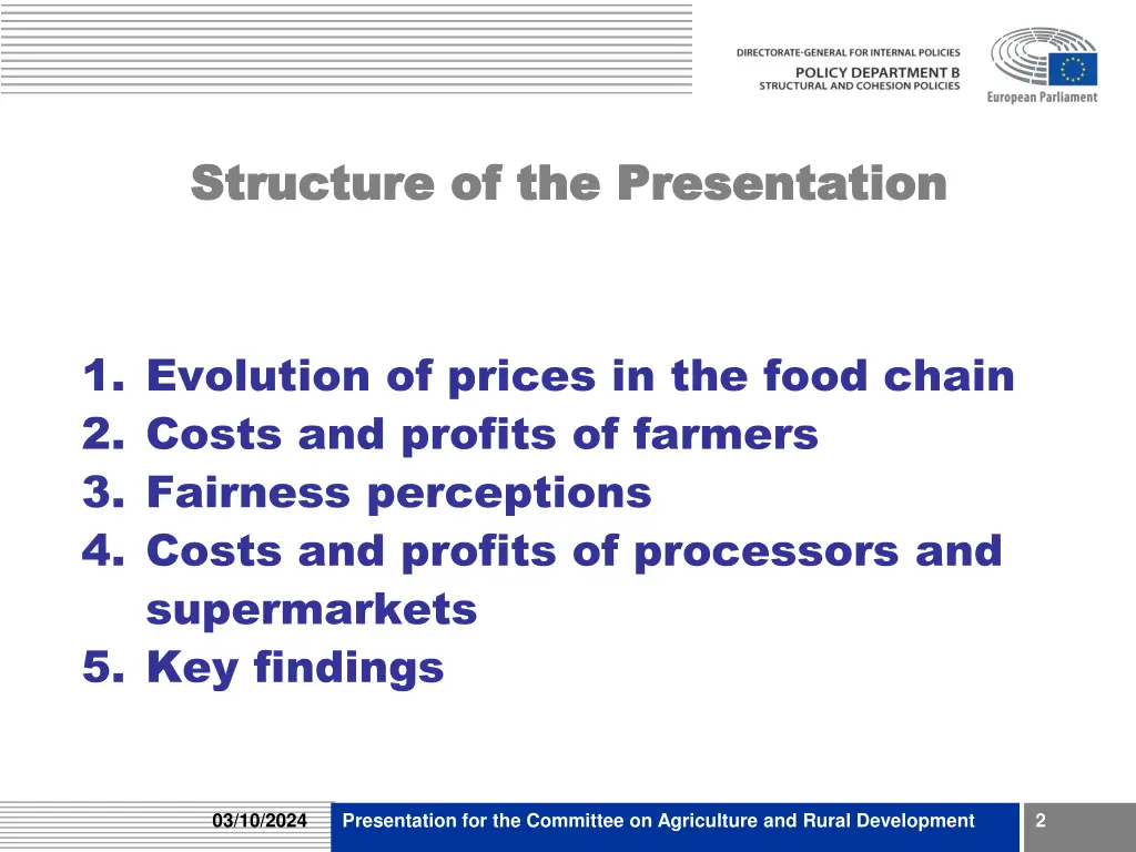 structure of the presentation structure