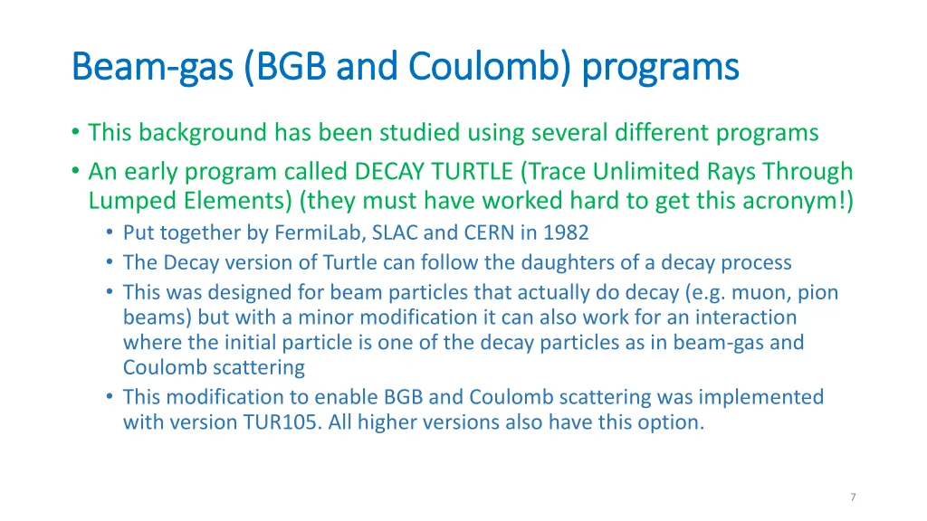 beam beam gas bgb and coulomb programs