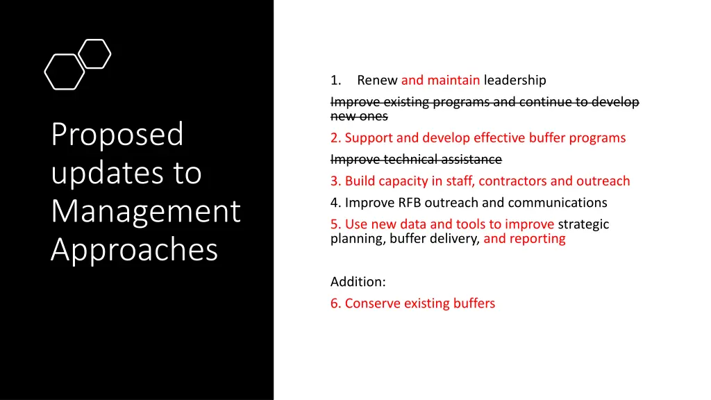 1 improve existing programs and continue