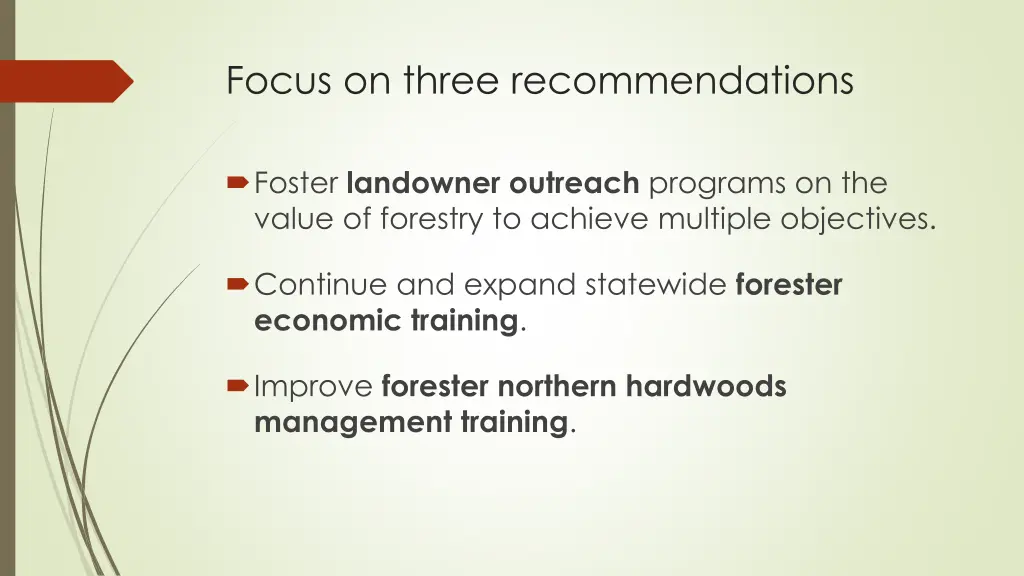 focus on three recommendations