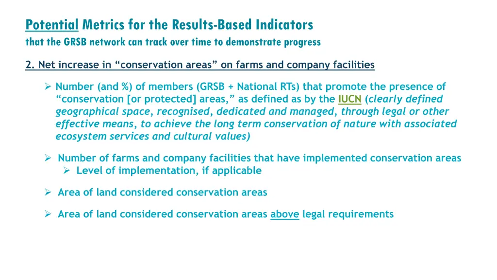 potential metrics for the results based 1
