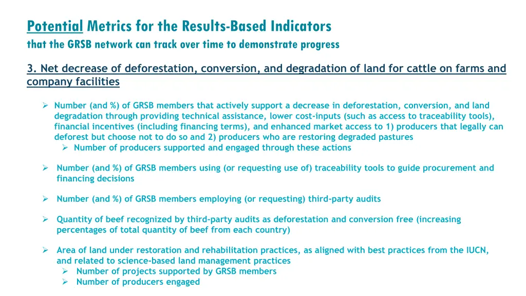 potential metrics for the results based 2