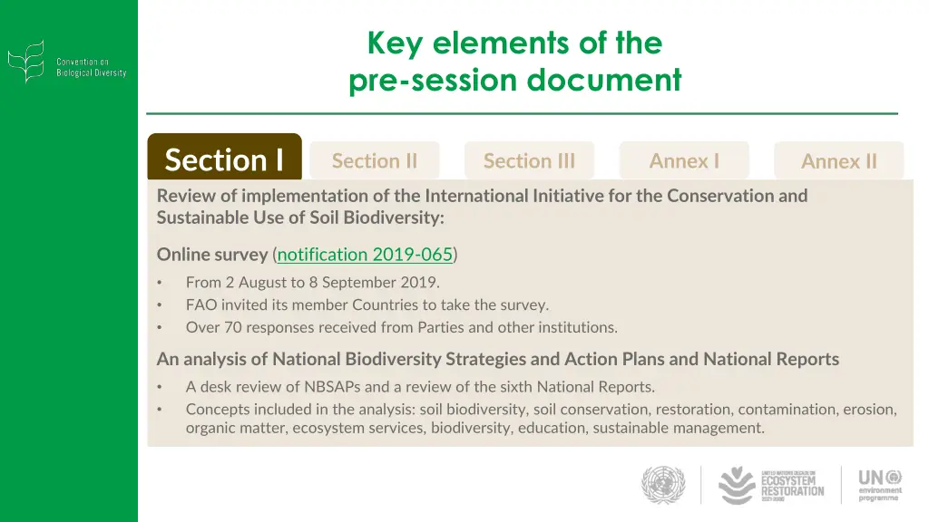key elements of the pre session document