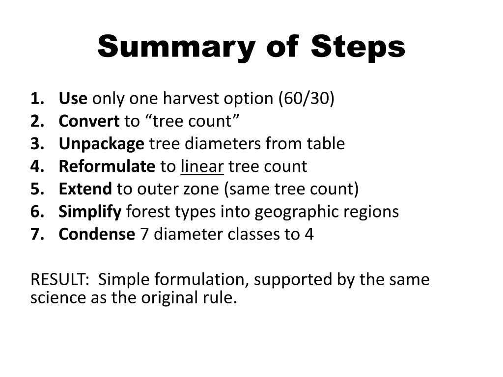 summary of steps