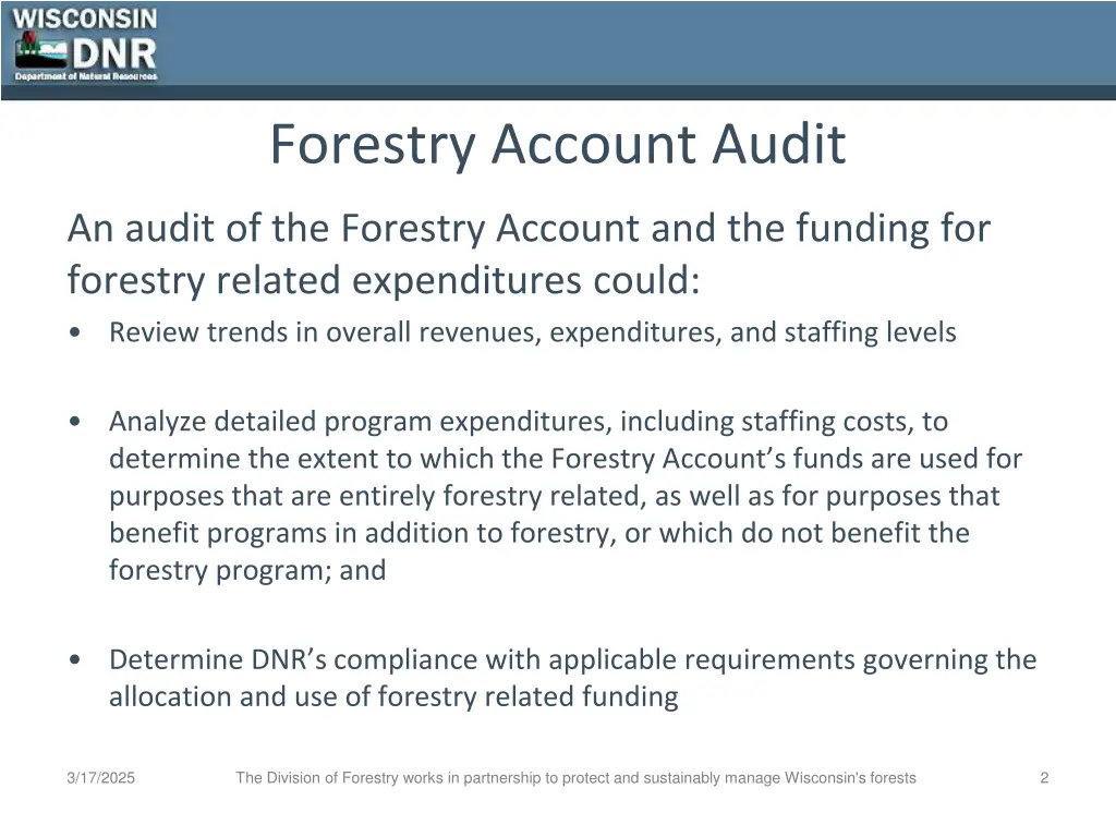 forestry account audit