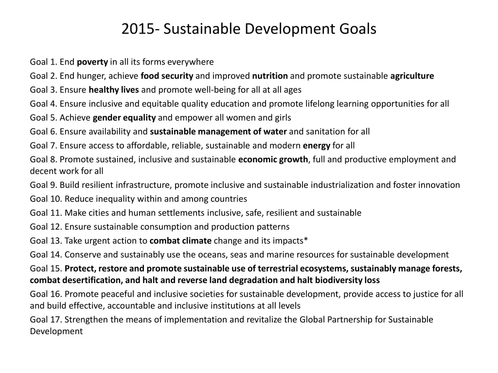 2015 sustainable development goals