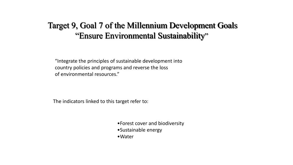 target 9 goal 7 of the millennium development
