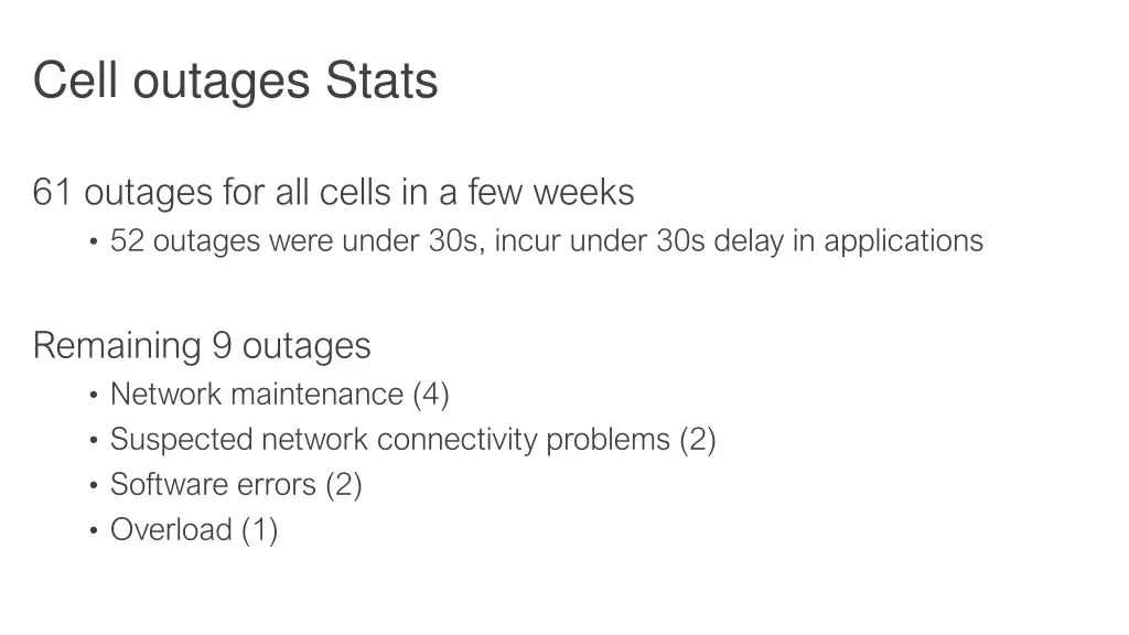 cell outages stats