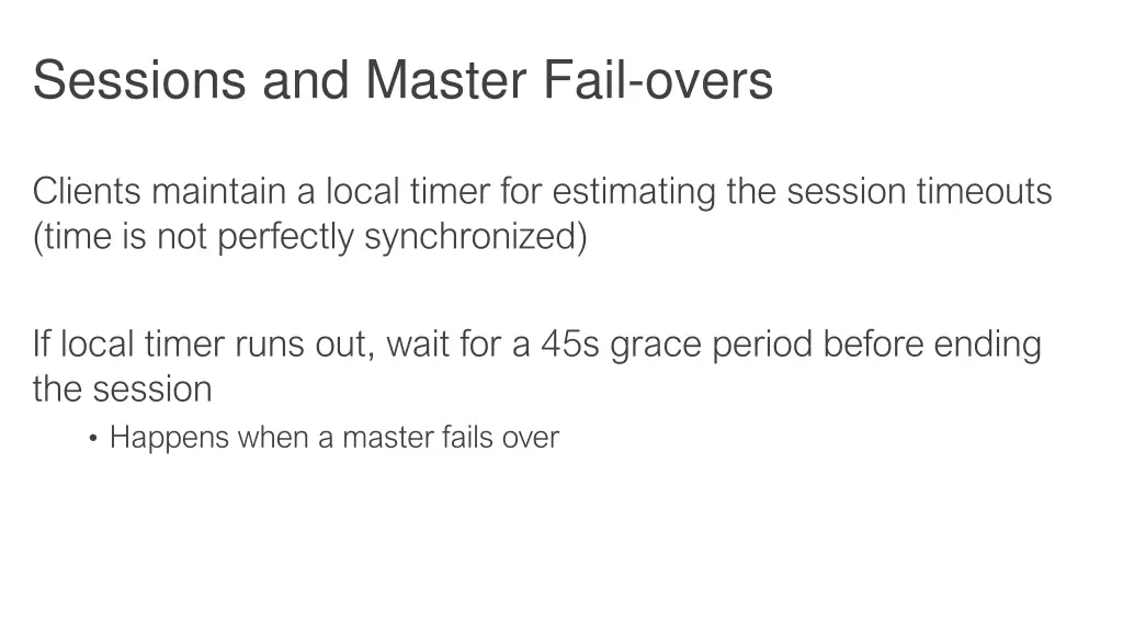 sessions and master fail overs