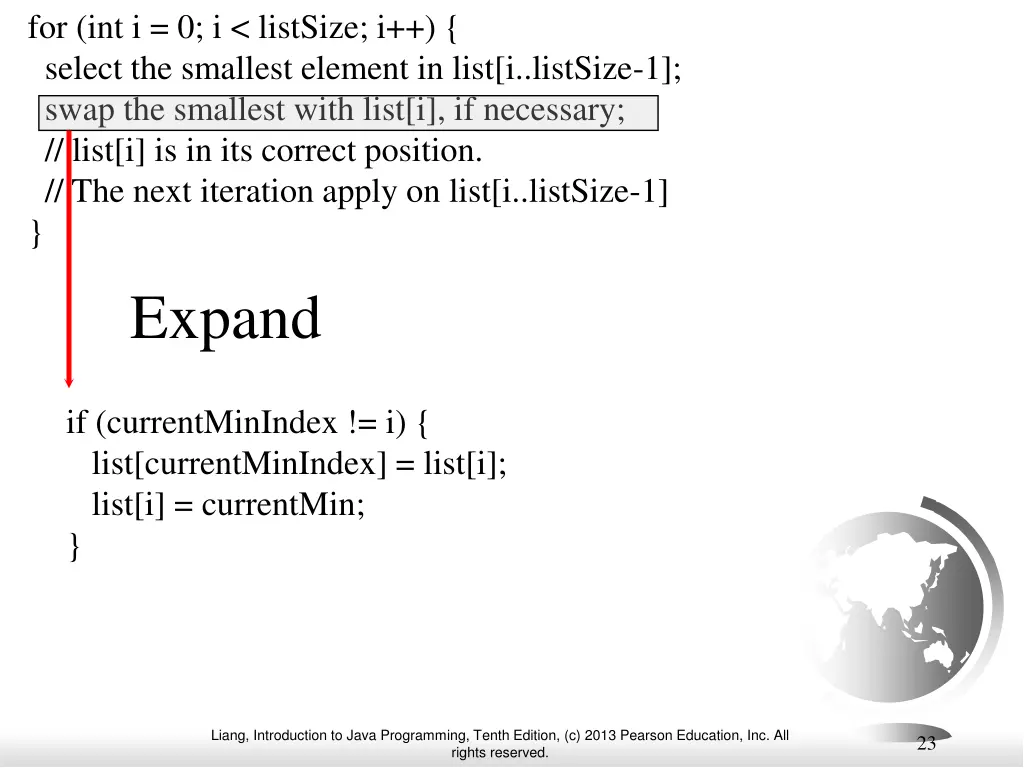 for int i 0 i listsize i select the smallest 2