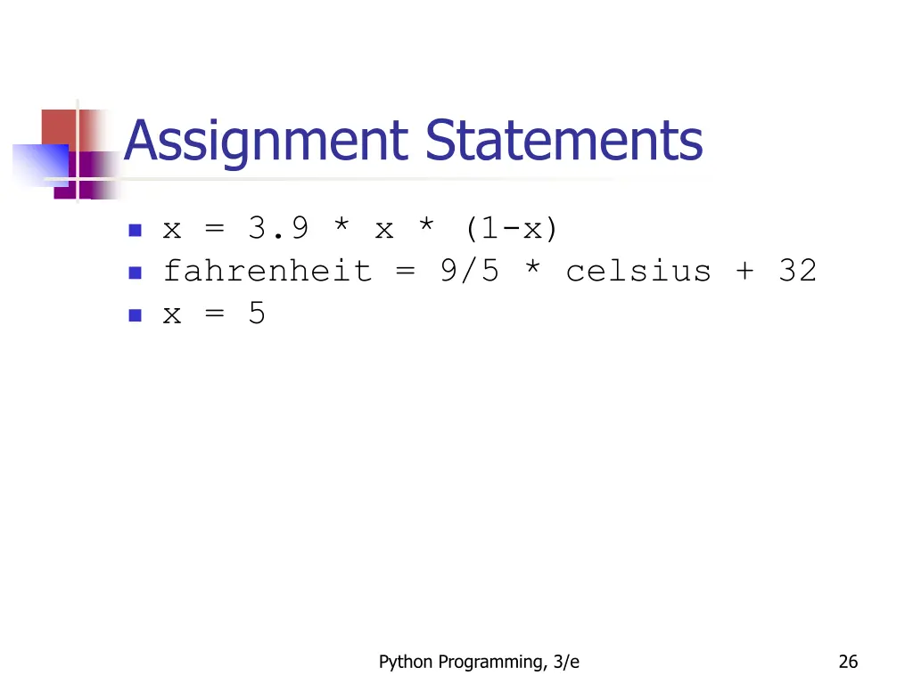 assignment statements 1