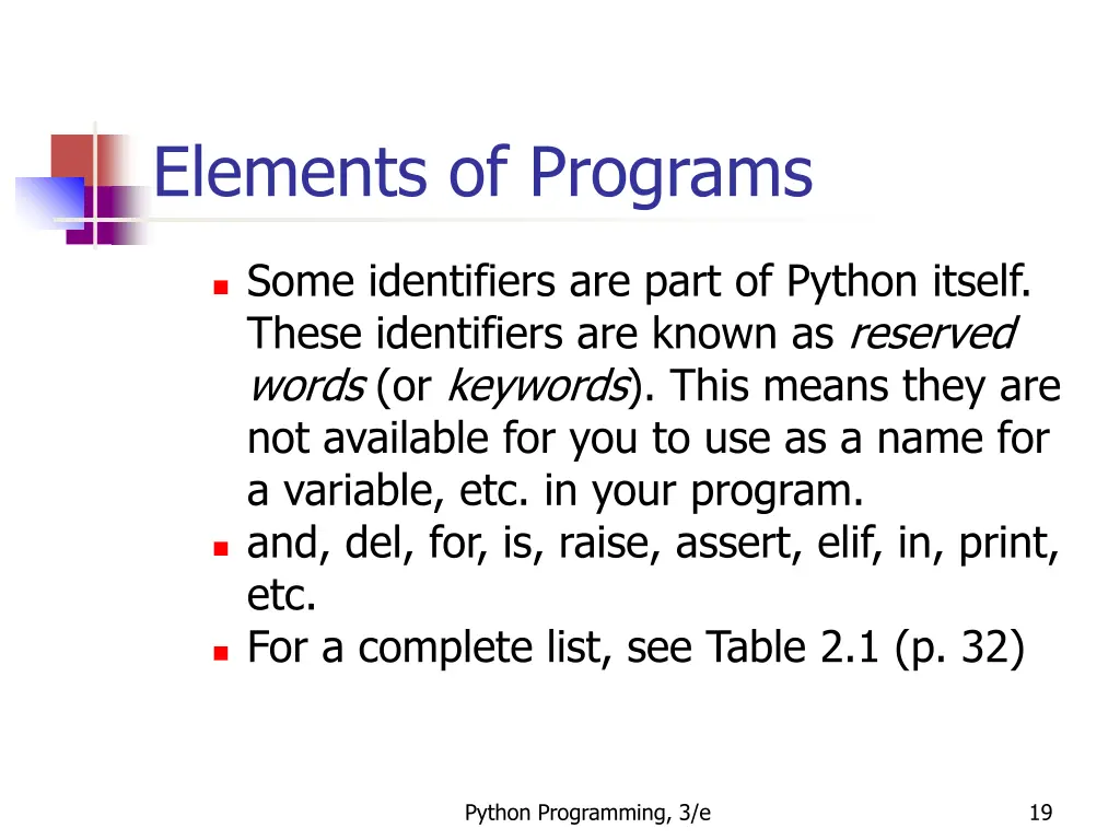 elements of programs 2