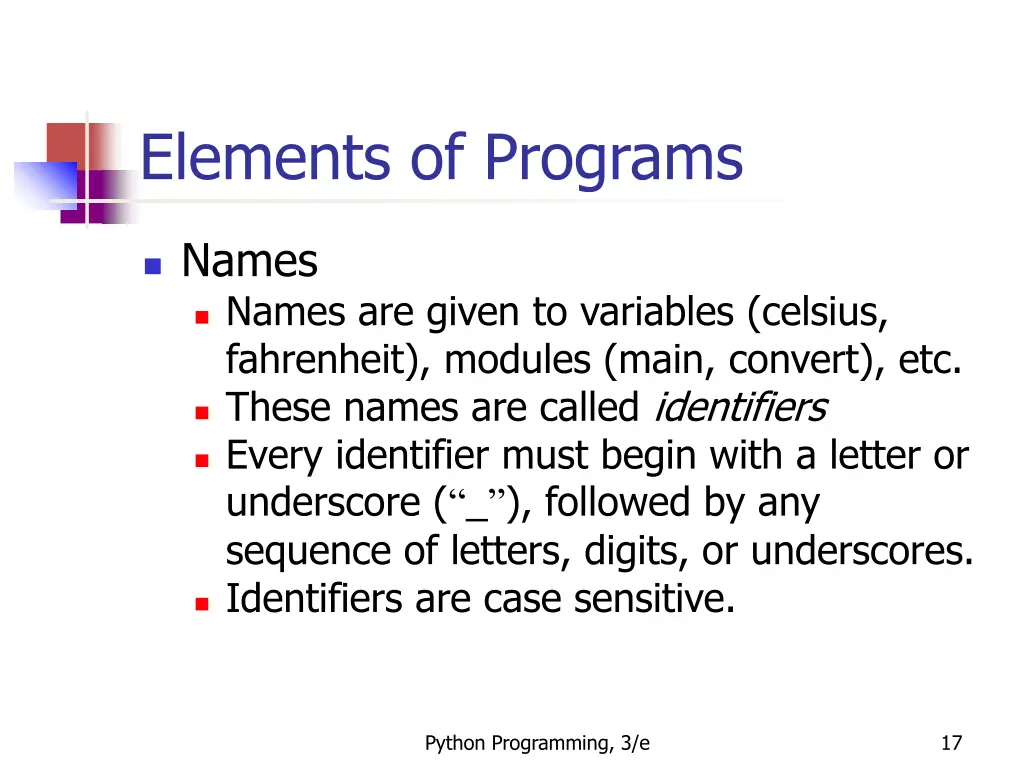 elements of programs