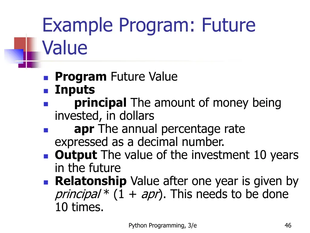 example program future value 2