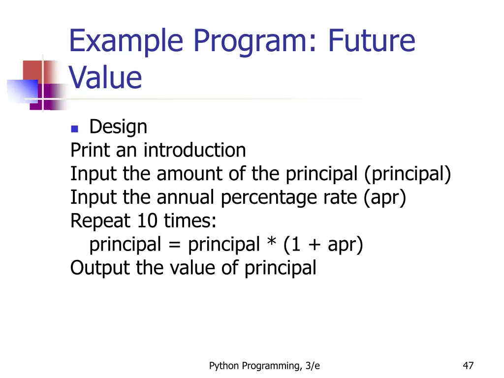 example program future value 3
