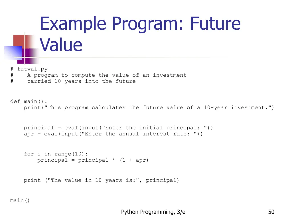 example program future value 6