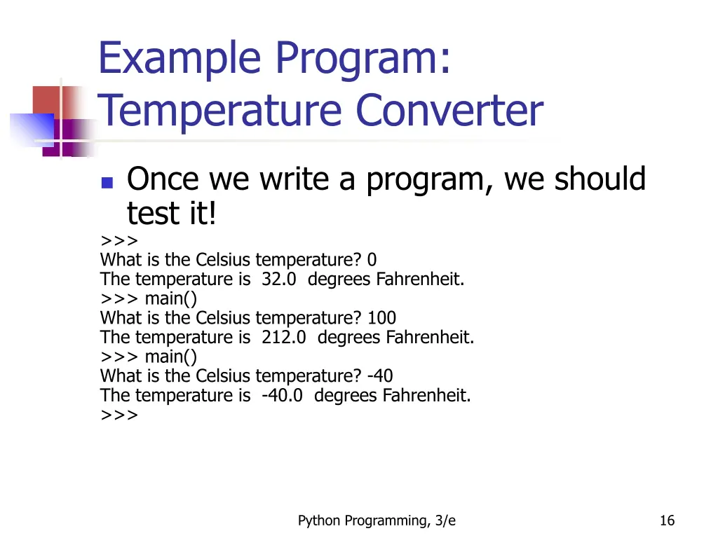 example program temperature converter 5