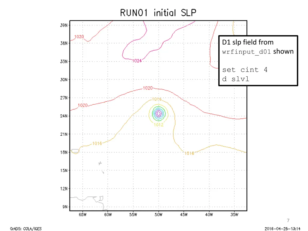 d1 slp field from wrfinput d01 shown