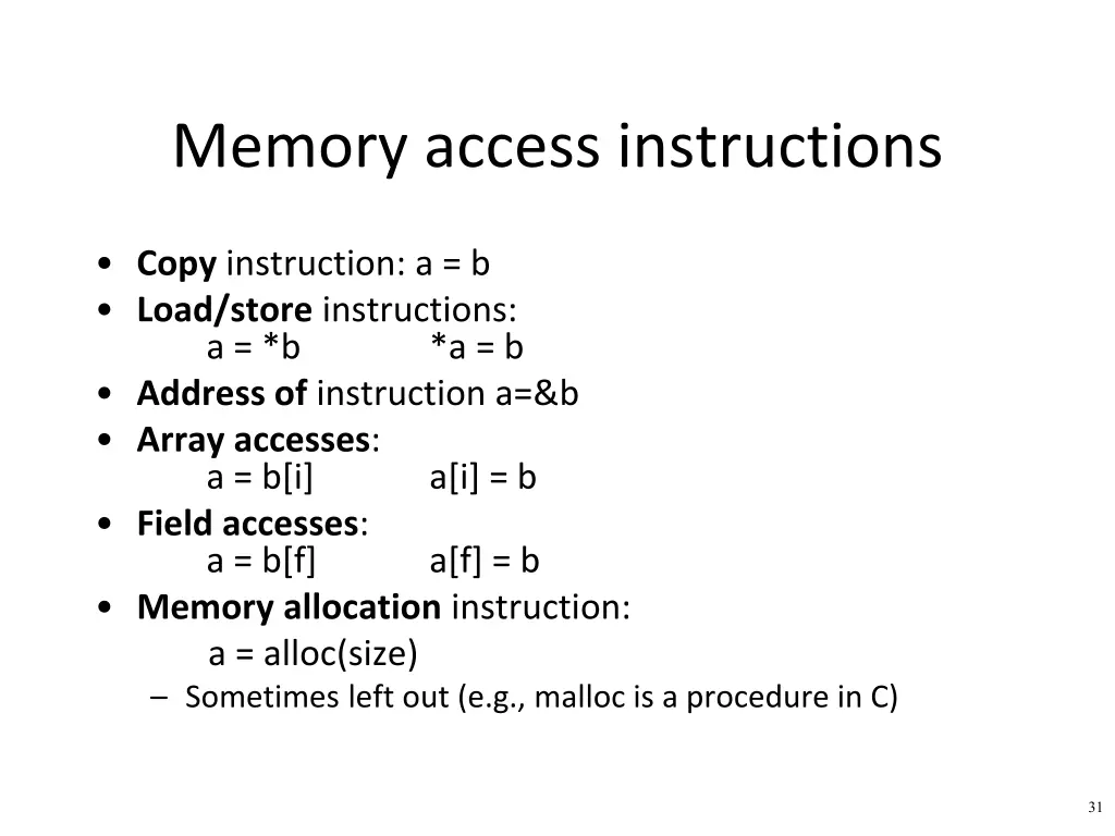 memory access instructions
