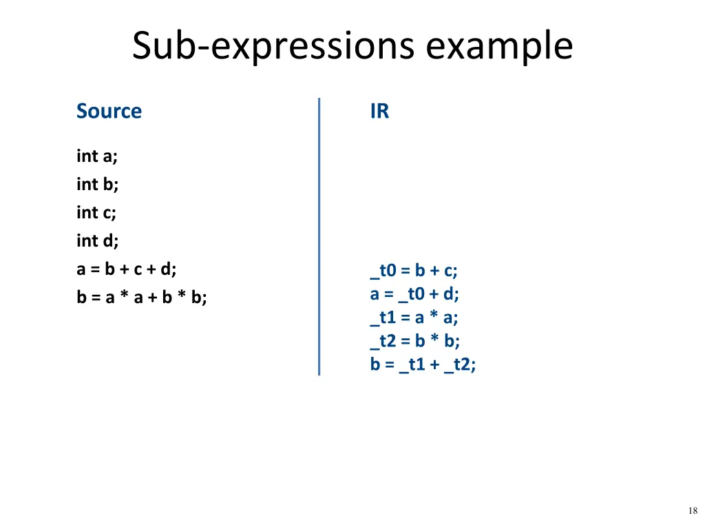 sub expressions example