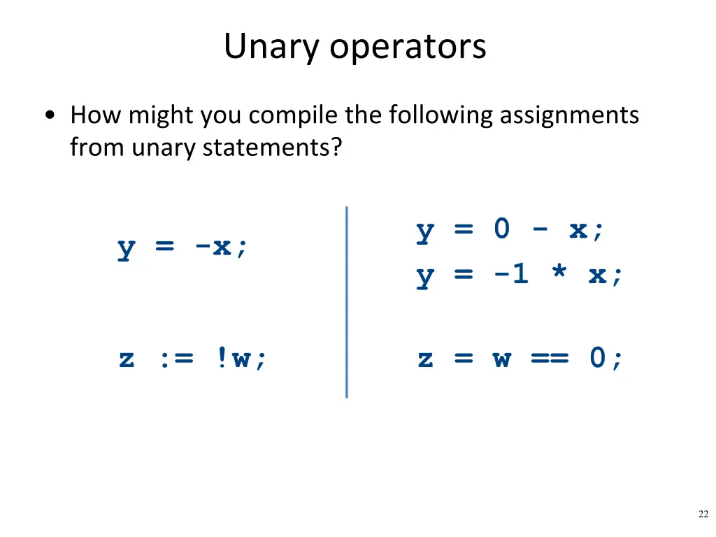 unary operators