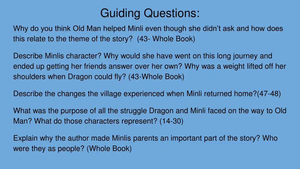 guiding questions