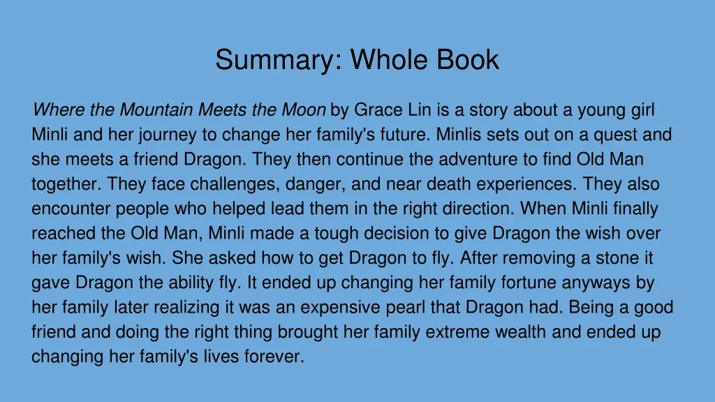 summary whole book