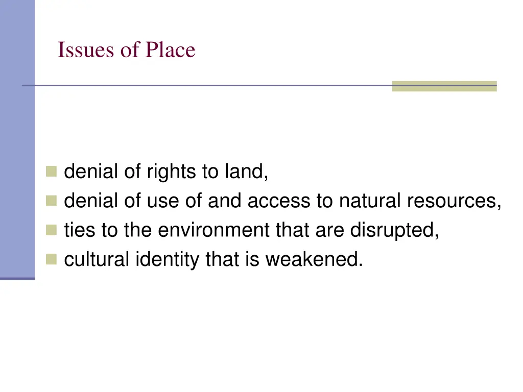 issues of place