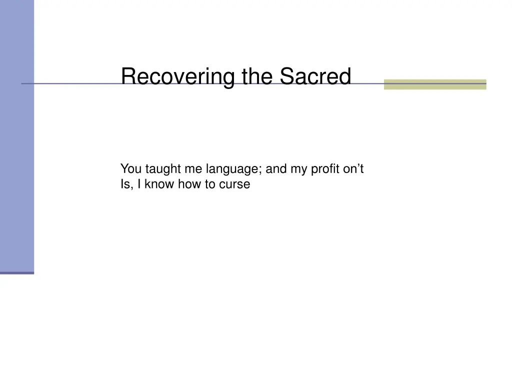 recovering the sacred