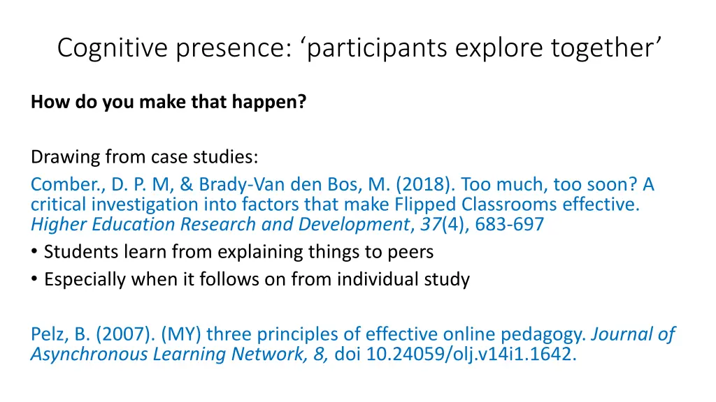 cognitive presence participants explore together