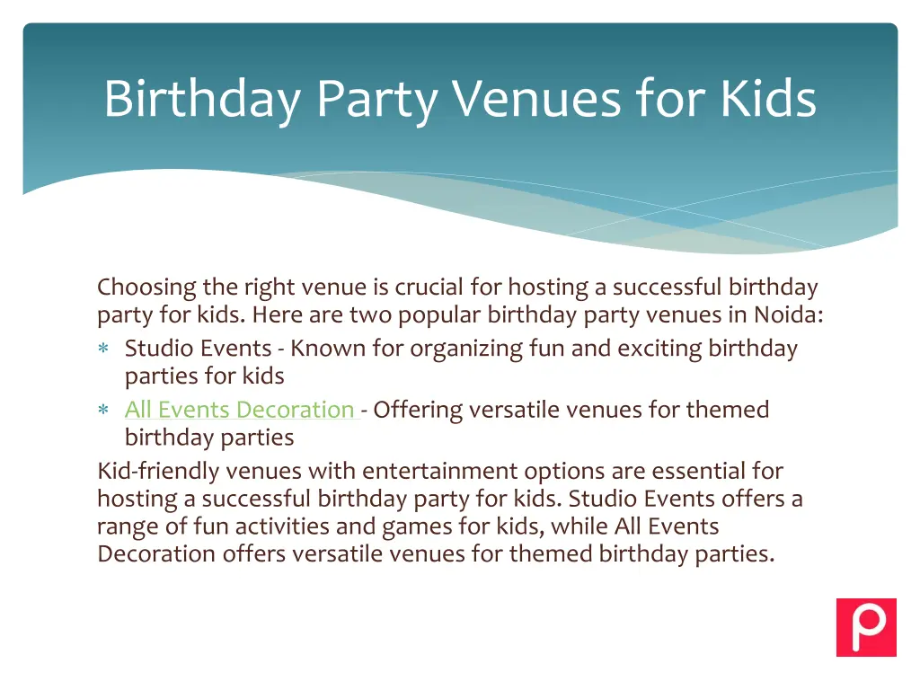 birthday party venues for kids