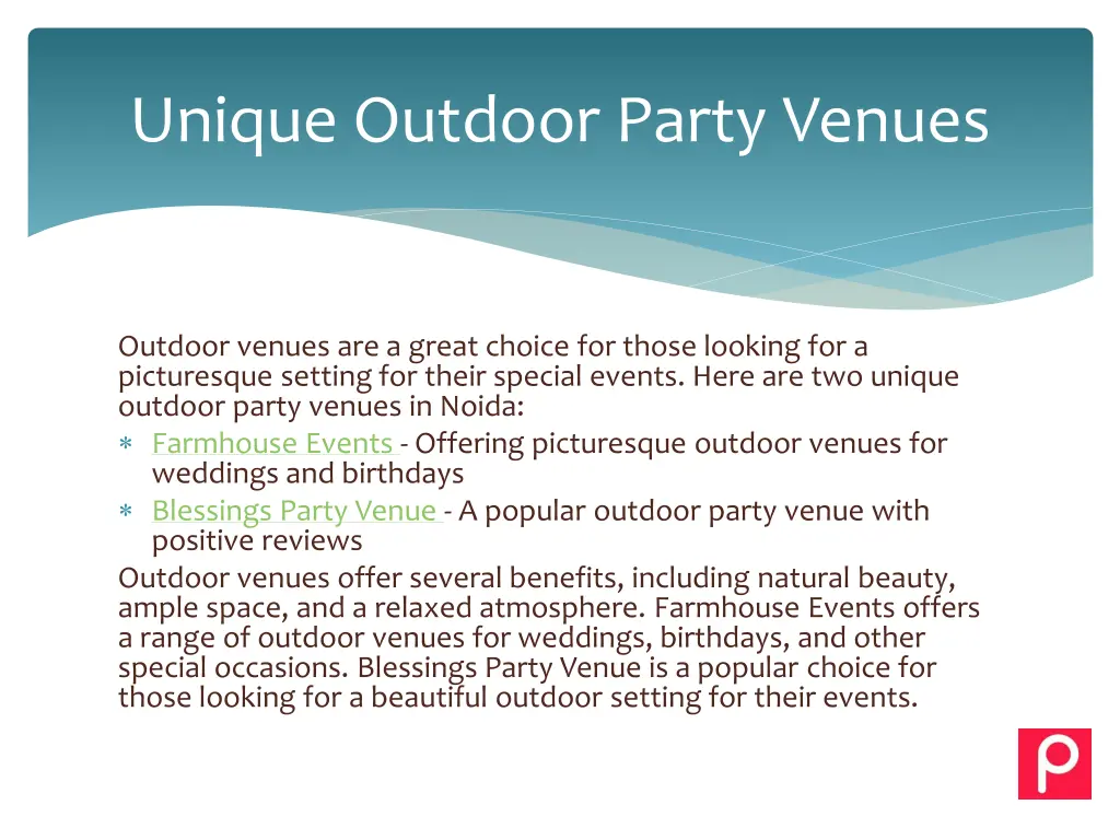 unique outdoor party venues