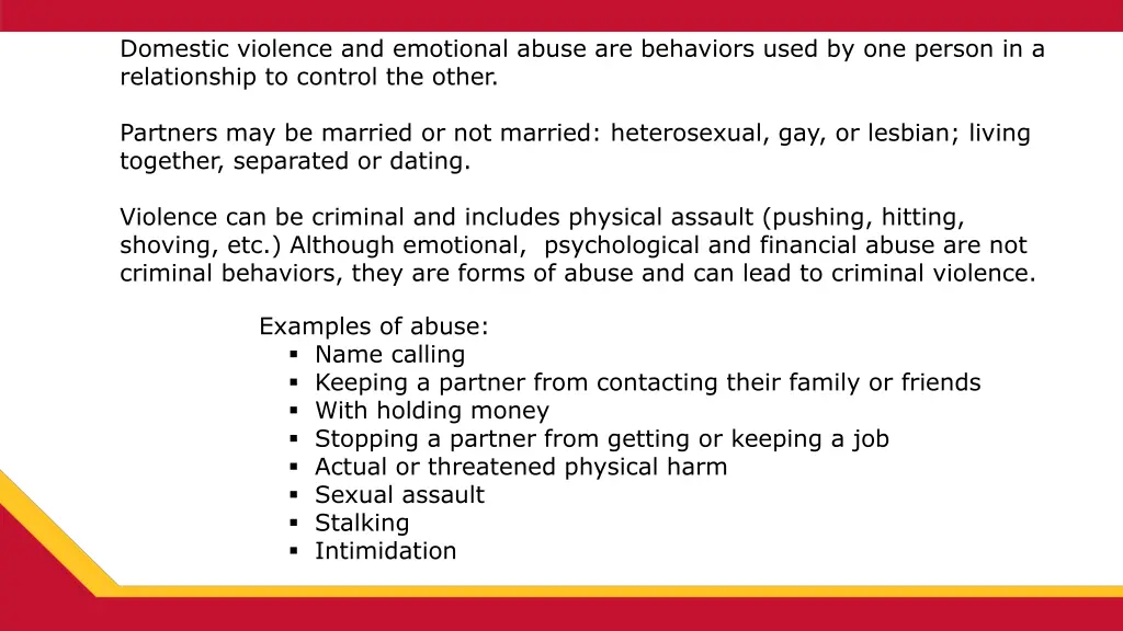 domestic violence and emotional abuse