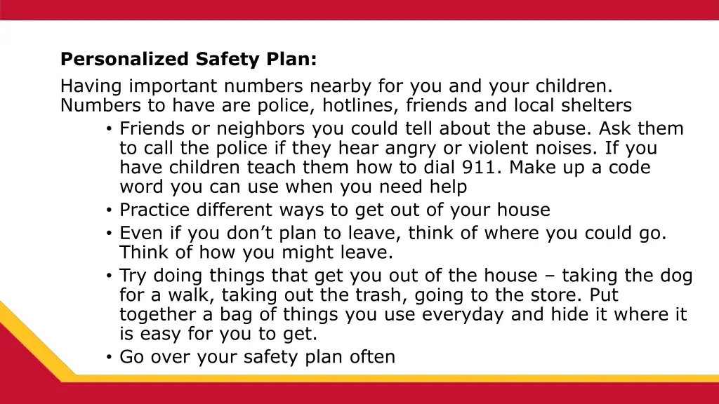 personalized safety plan having important numbers
