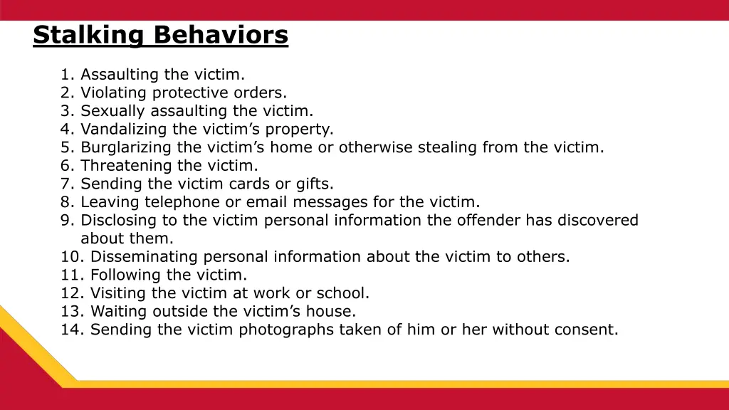 stalking behaviors