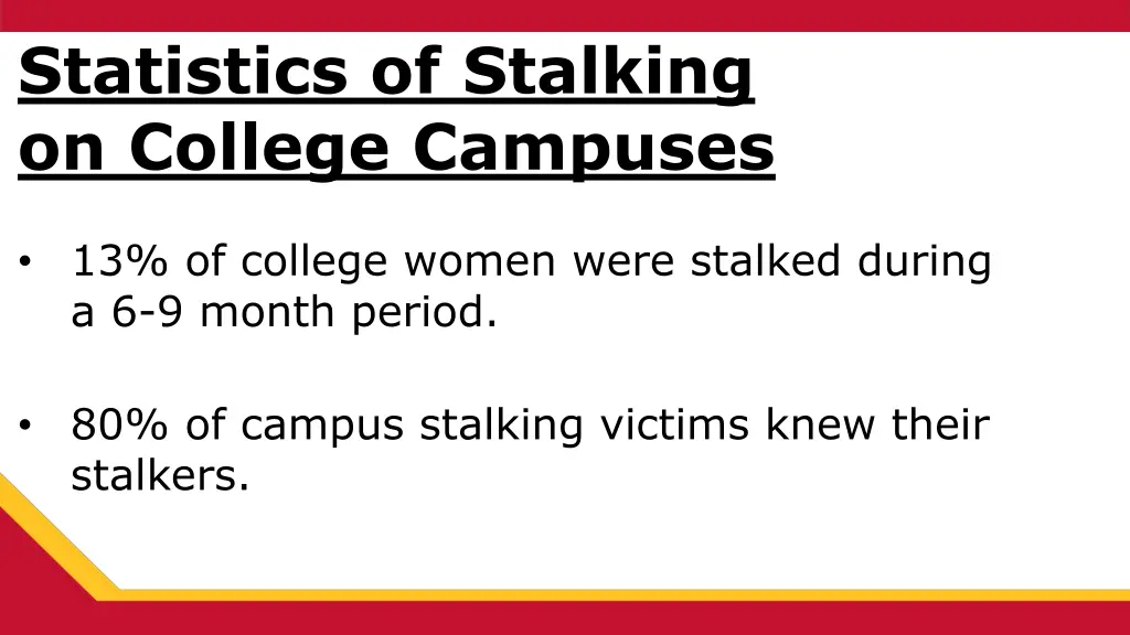 statistics of stalking on college campuses