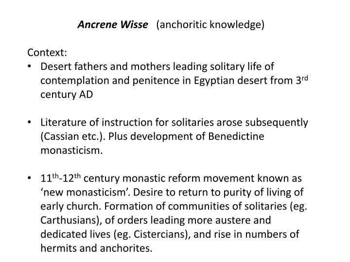 ancrene wisse anchoritic knowledge
