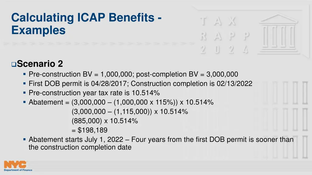 calculating icap benefits examples 1
