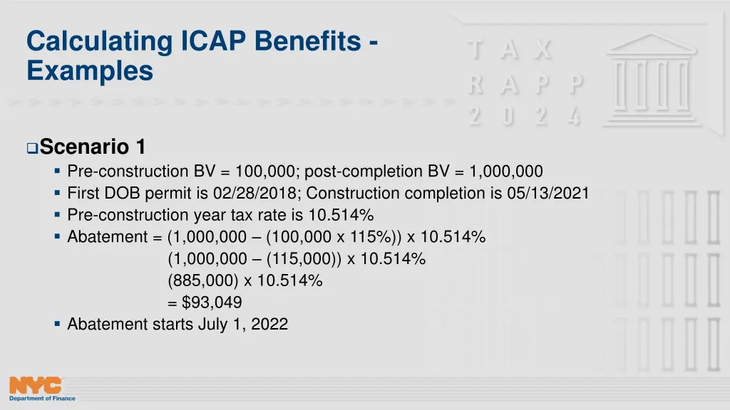 calculating icap benefits examples