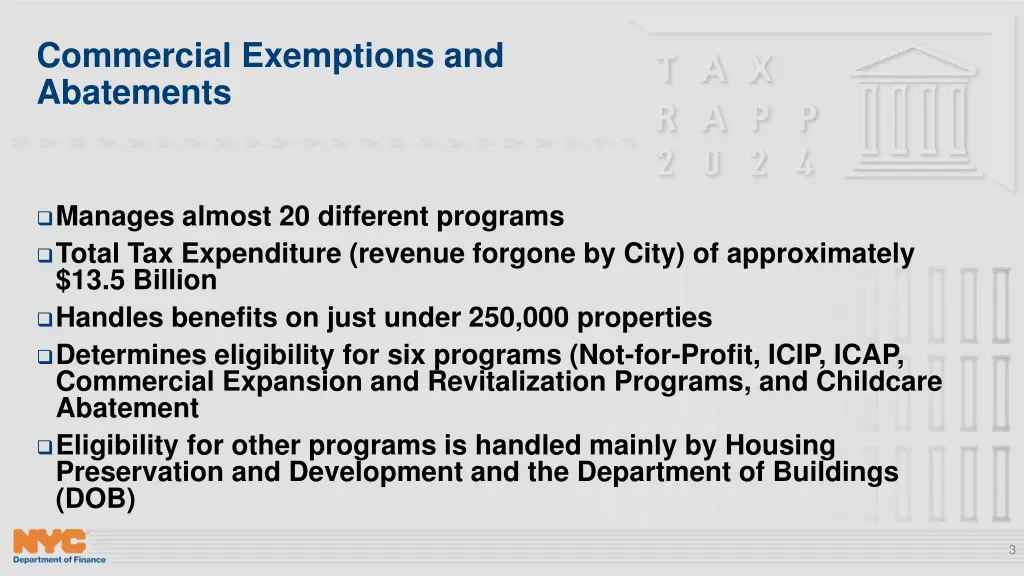 commercial exemptions and abatements 2