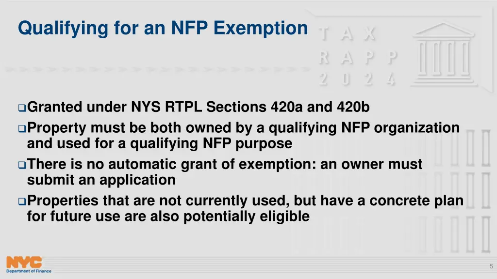 qualifying for an nfp exemption
