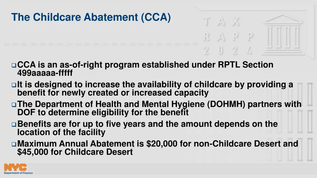 the childcare abatement cca