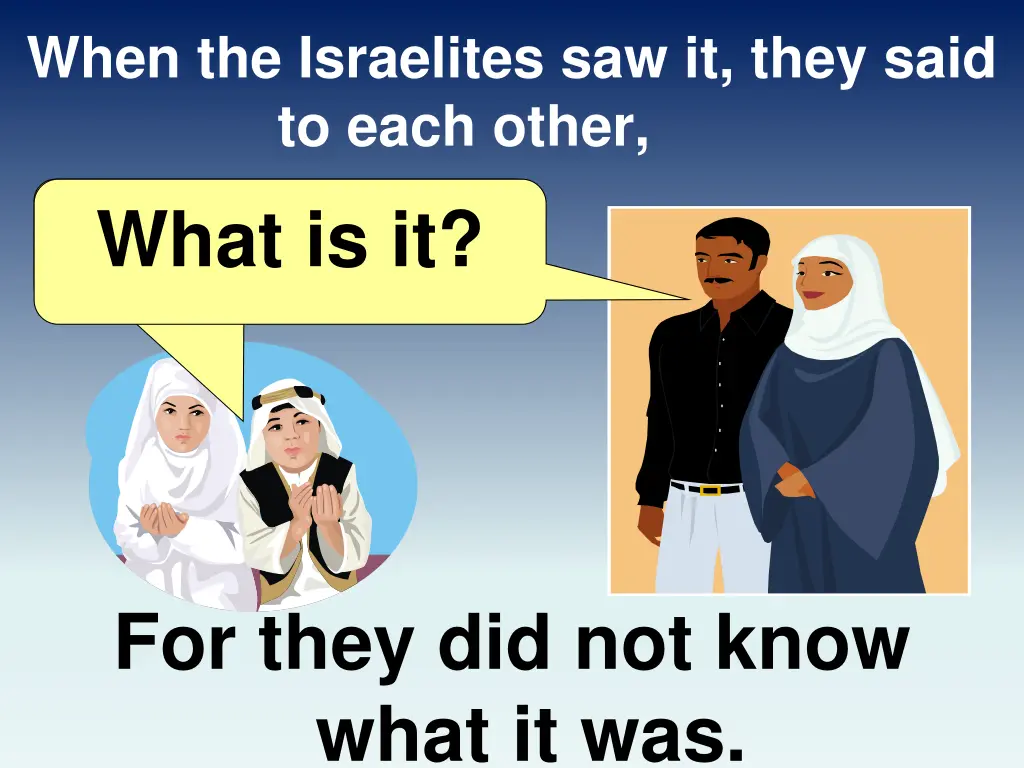 when the israelites saw it they said to each