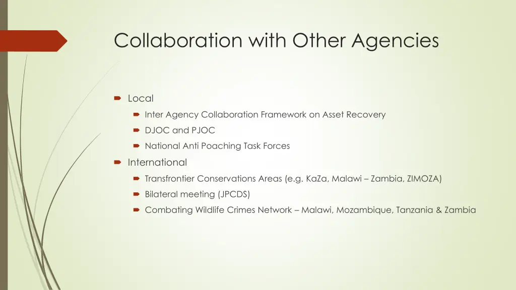 collaboration with other agencies