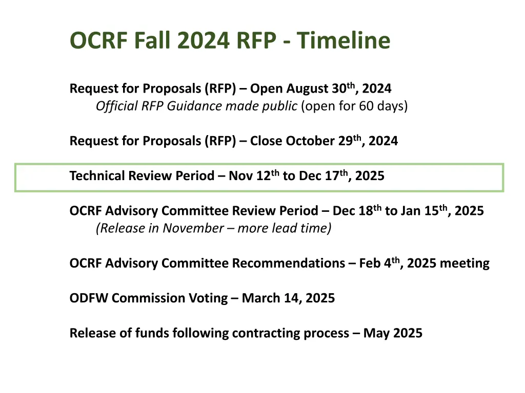 ocrf fall 2024 rfp timeline