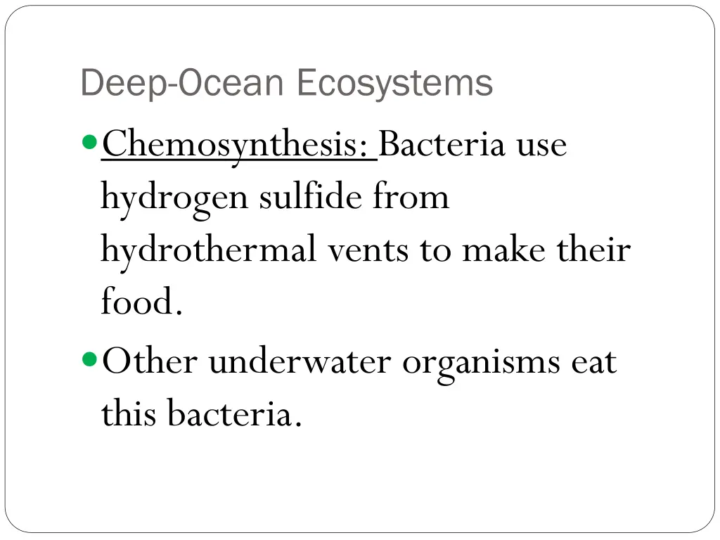 deep ocean ecosystems chemosynthesis bacteria