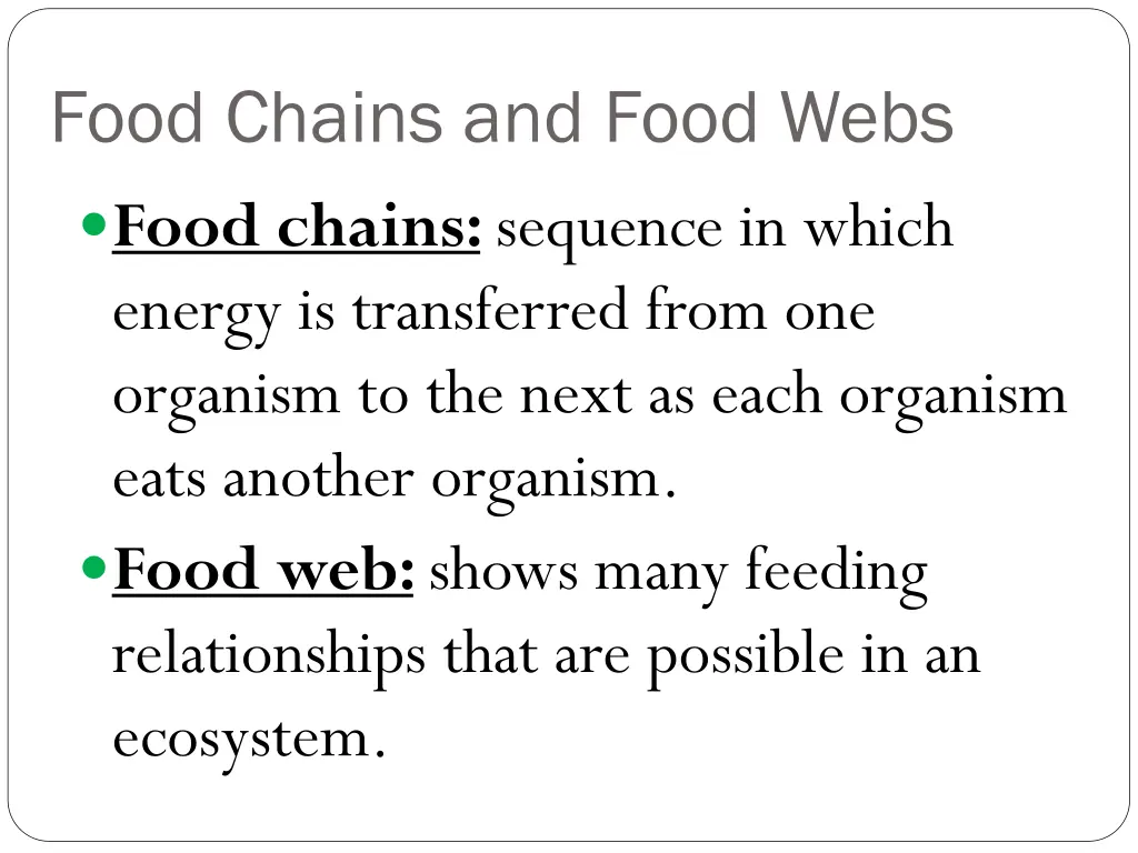food chains and food webs