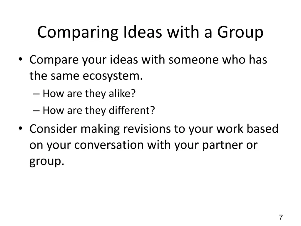 comparing ideas with a group
